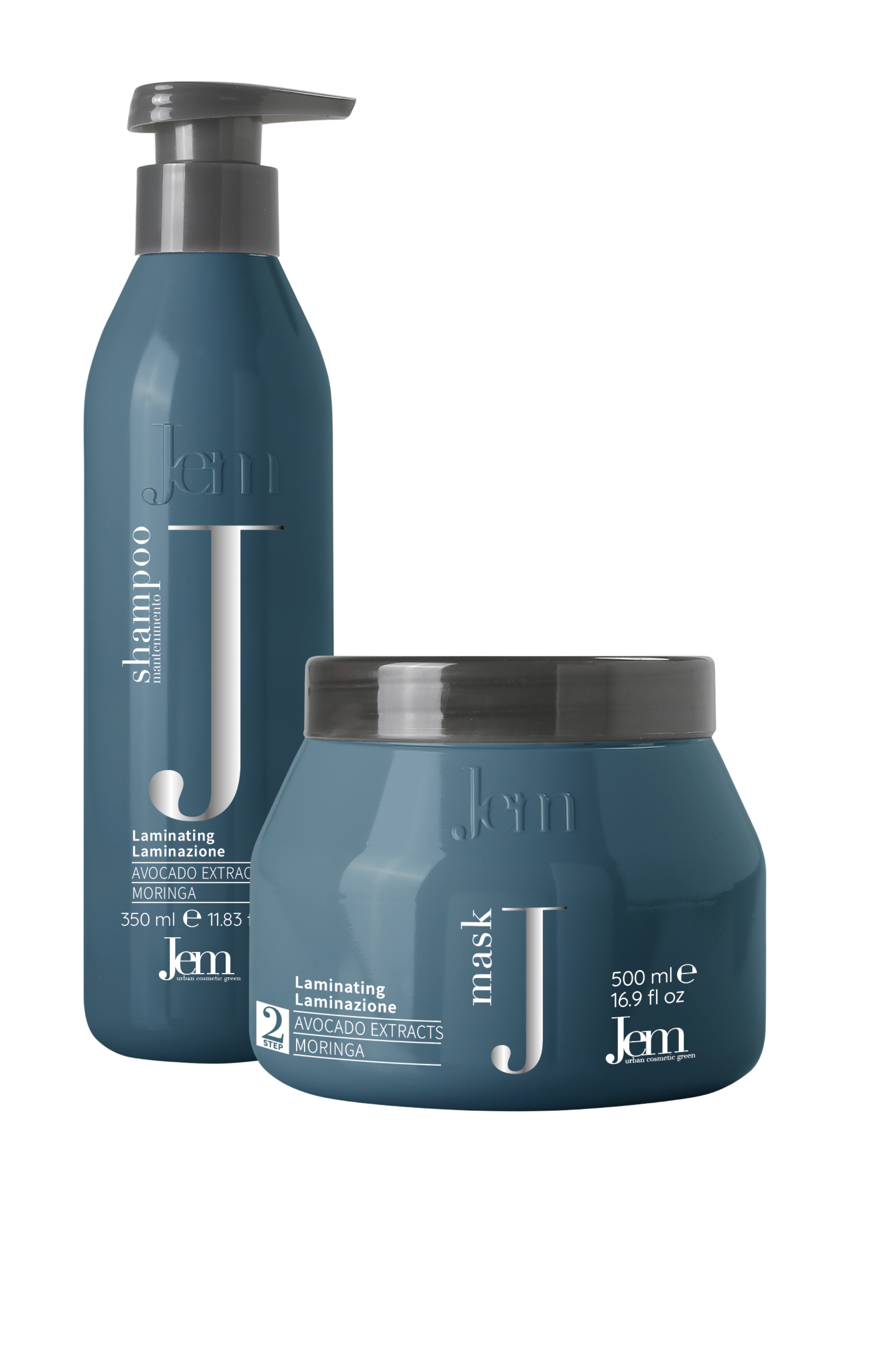 JEM LAMINATING tiesinamasis rinkinys plaukams, šampūnas 350ml ir kaukė 500ml