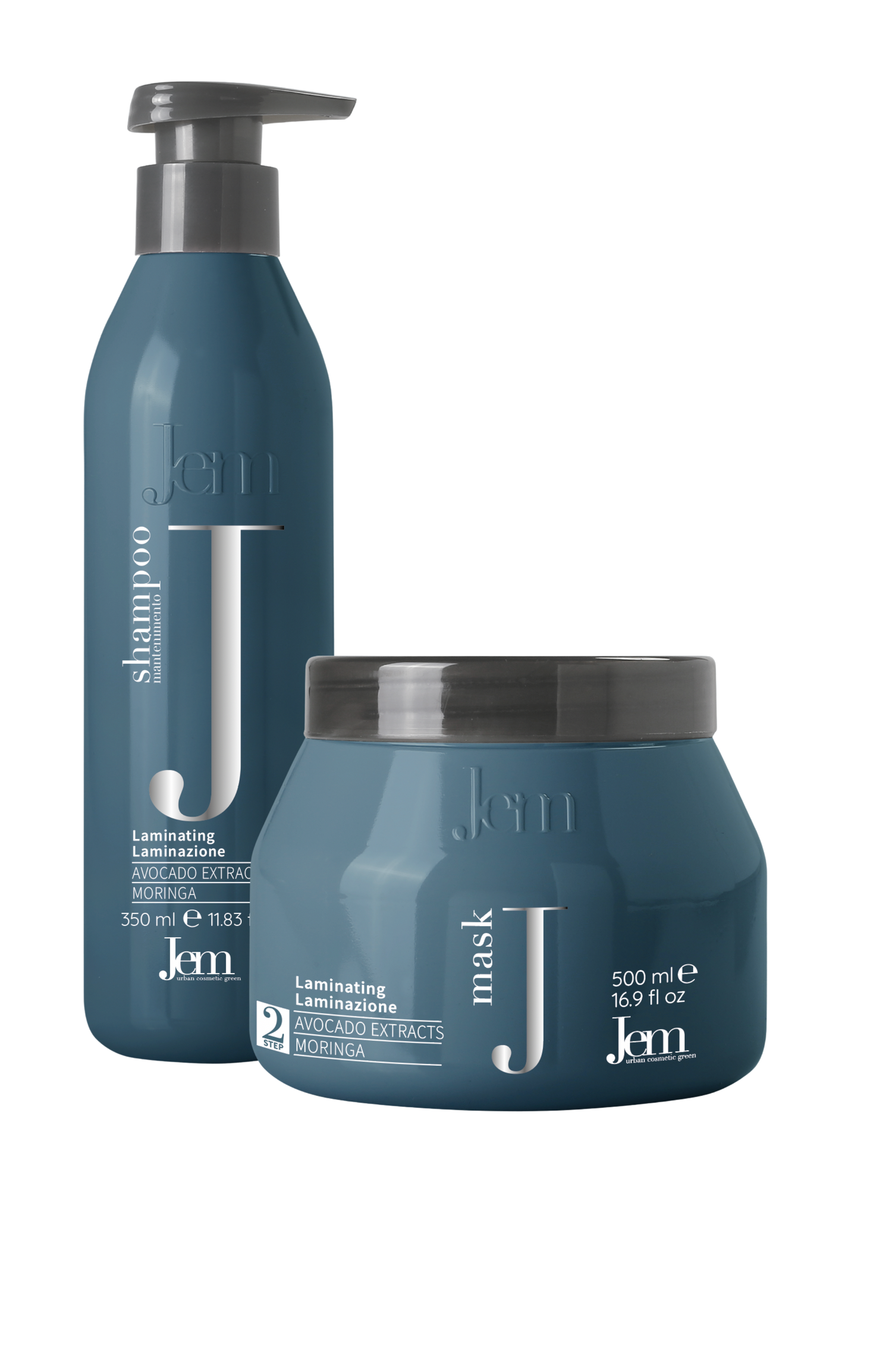 JEM LAMINATING tiesinamasis rinkinys plaukams, šampūnas 350ml ir kaukė 500ml